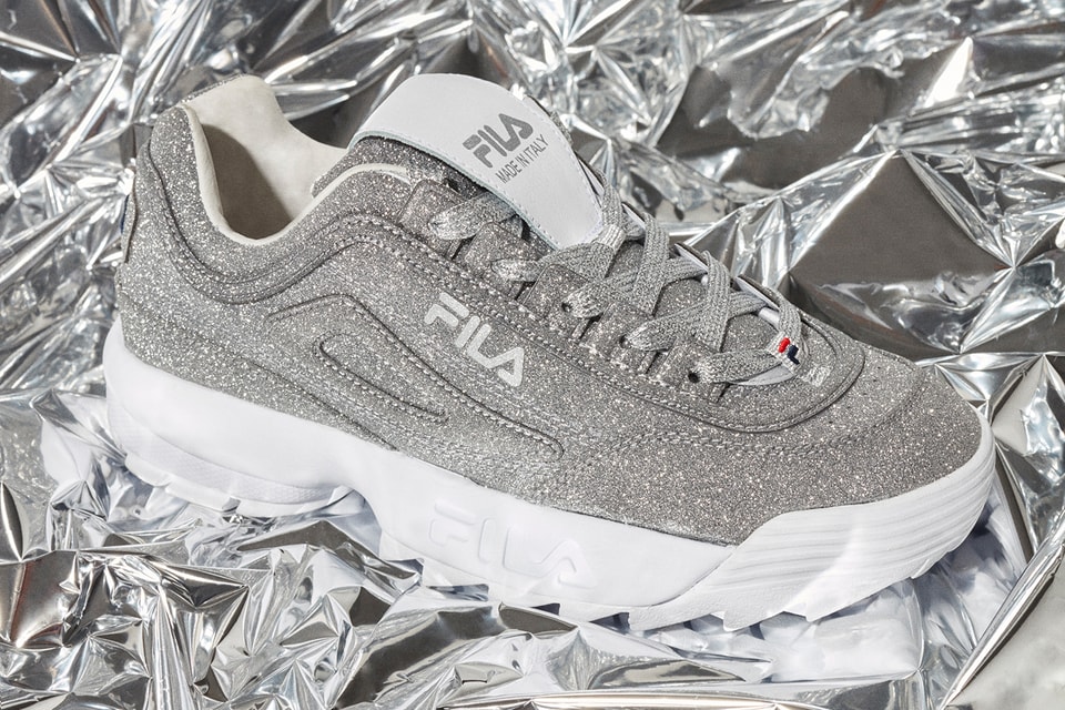 FILA Disruptor 2 Silver Glitter Chunky Sneakers | Hypebae