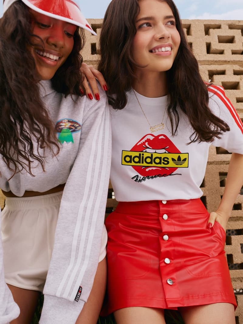 Fiorucci x adidas Originals Collection Release Collaboration Sneakers Falcon Slides Apparel Lookbook