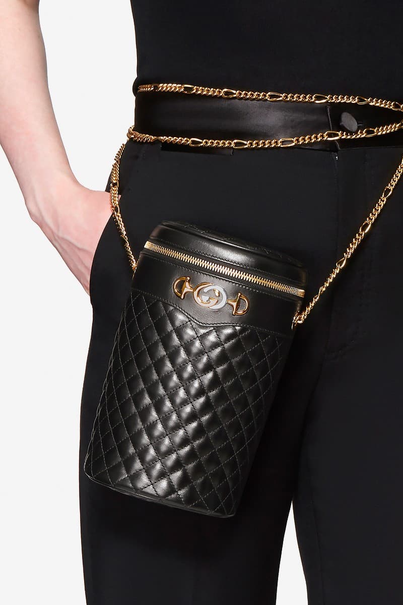 Gucci Black Quilted Leather Bag Gold Hardware GG Monogram Purse Fashion
