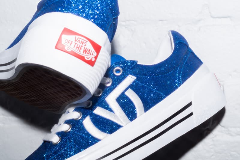 Vans Sid NI Retro Sneaker Release Glitter Design 90s Shoe Streetwear Black Blue Sparkle V Logo Vintage Platform 