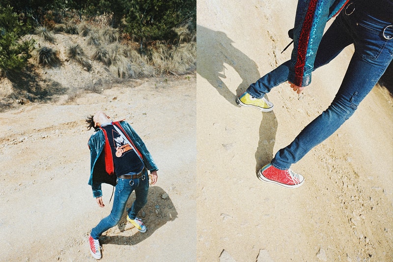 JW Anderson  Converse Glitter Chuck 70 Run Star Hike Collaboration Editorial Ahreum Ahn Model