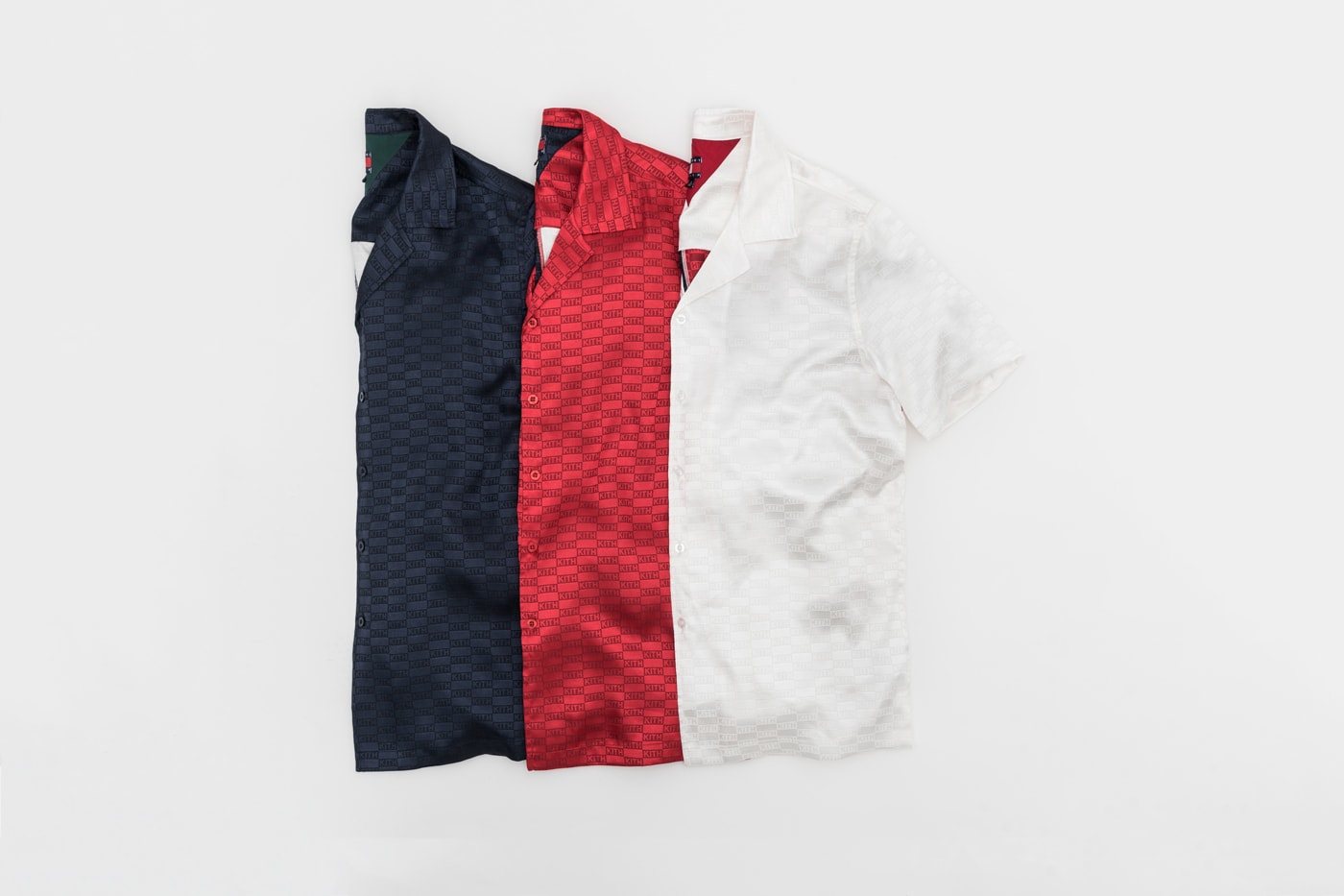 KITH x Tommy Hilifiger Capsule Collection Silk Shirts Blue Red White