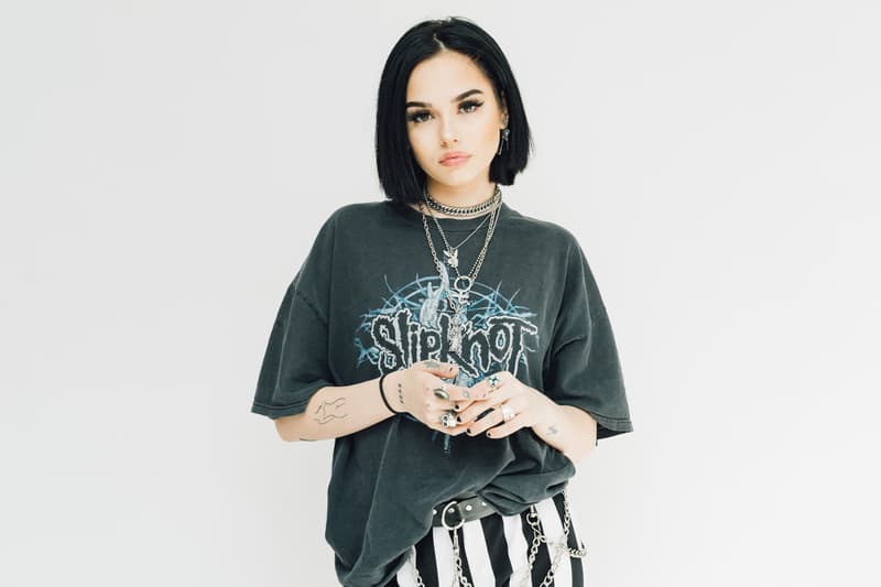 Maggie Lindemann T Shirt Grey Pants Black White