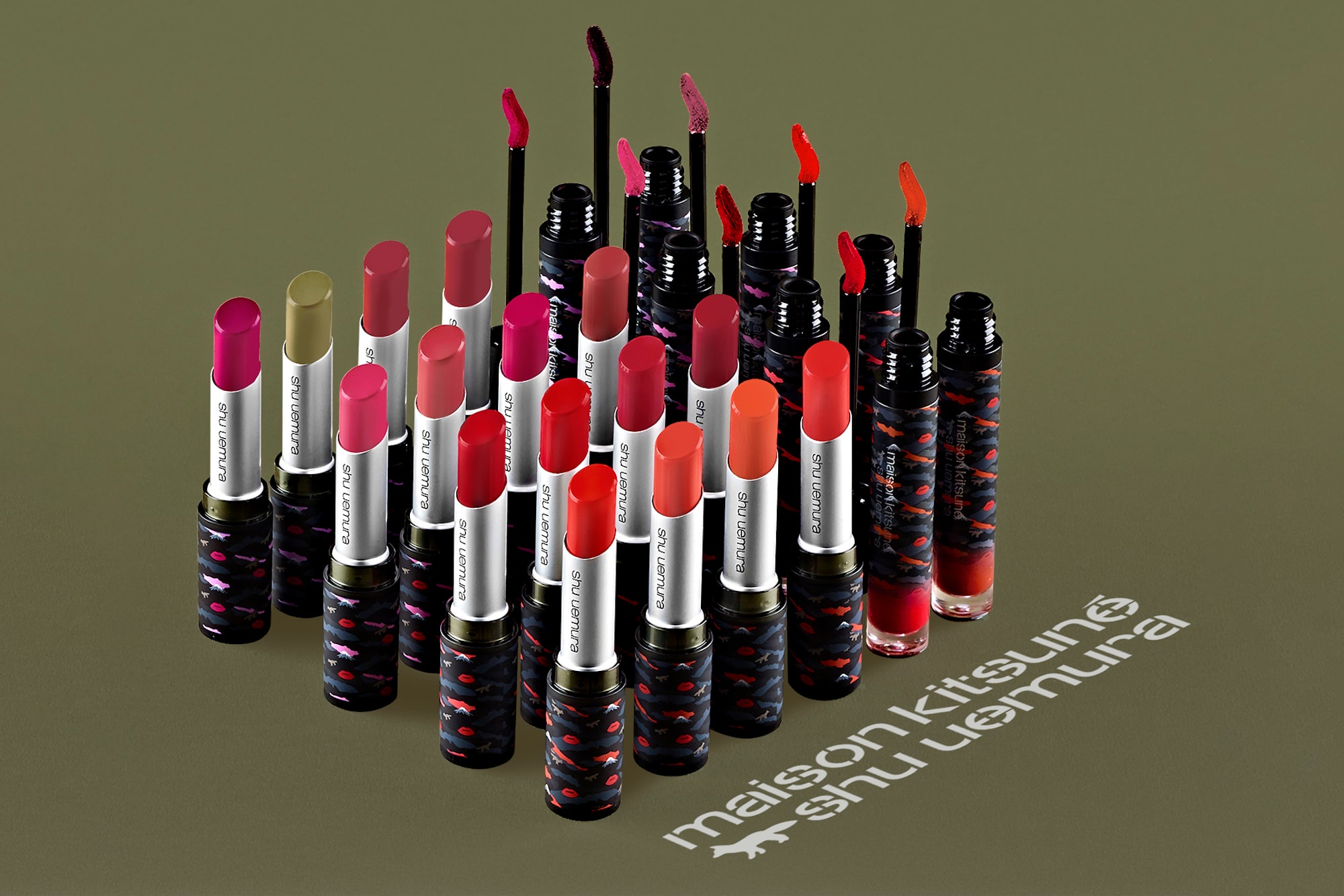 Maison Kitsune x Shu Uemura Makeup Collaboration Release Eyeshadow Palette Lipstick Lipgloss Beauty Swatches