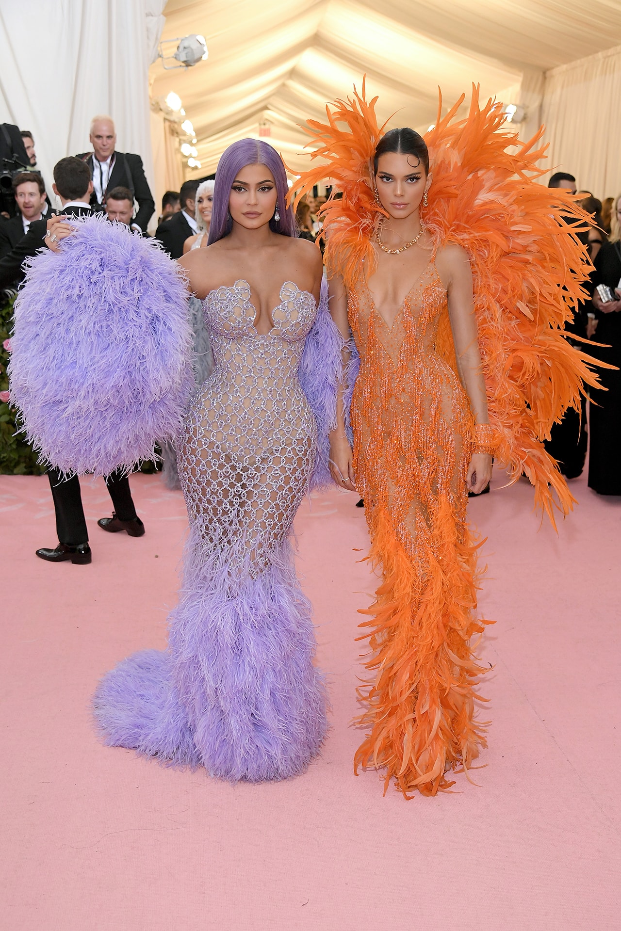 kendall kylie jenner orange purple gown dress Met Gala 2019 Red Carpet Camp Notes on Fashion