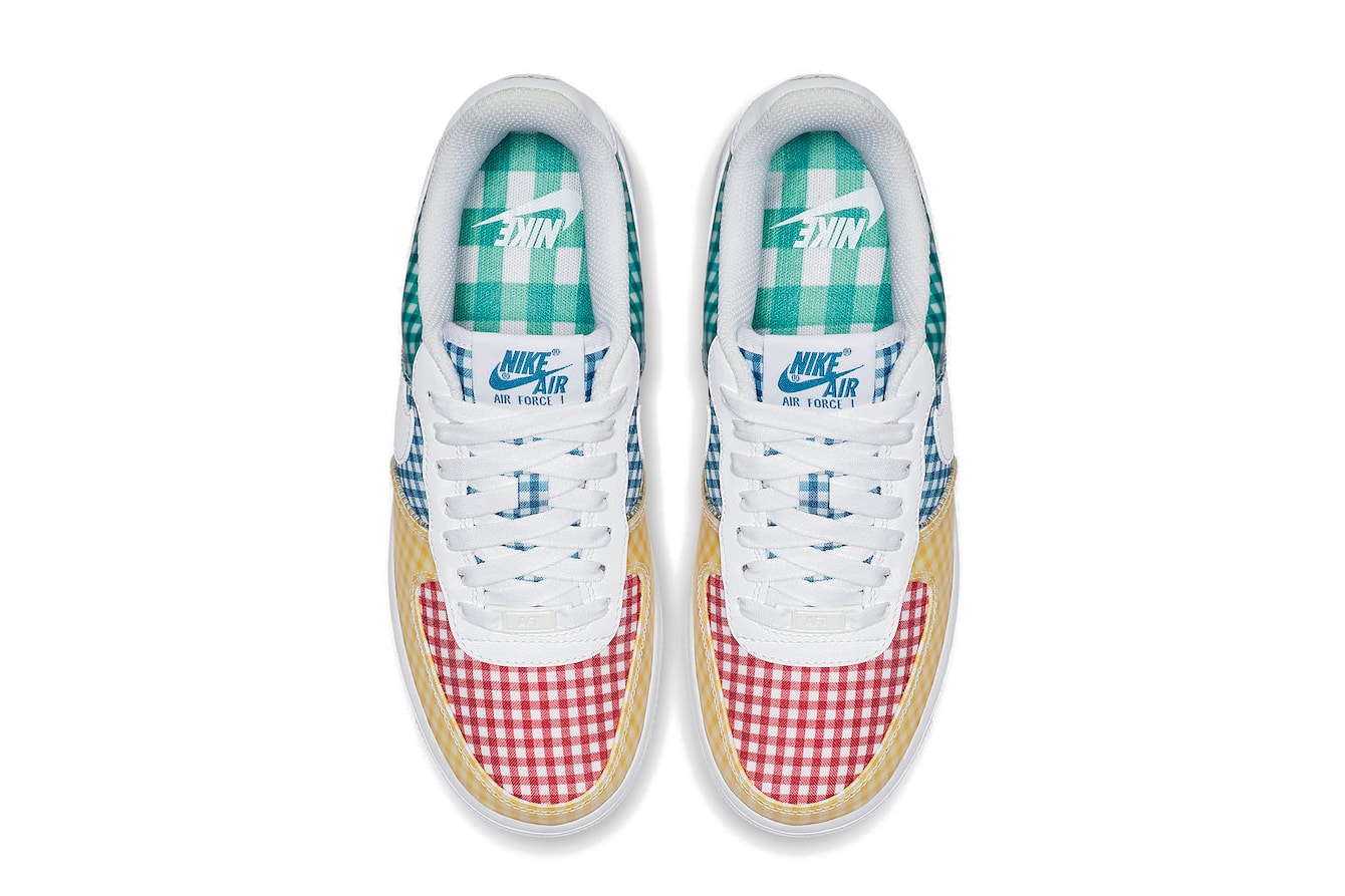 Nike Air Force 1 Gingham Pack Summer Release Color Beige Sneaker Shoe