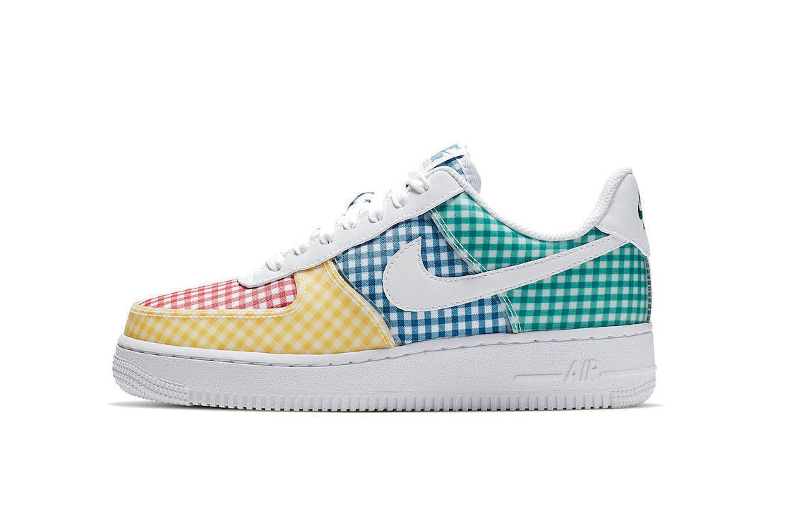 Nike Air Force 1 Gingham Pack Summer Release Color Beige Sneaker Shoe