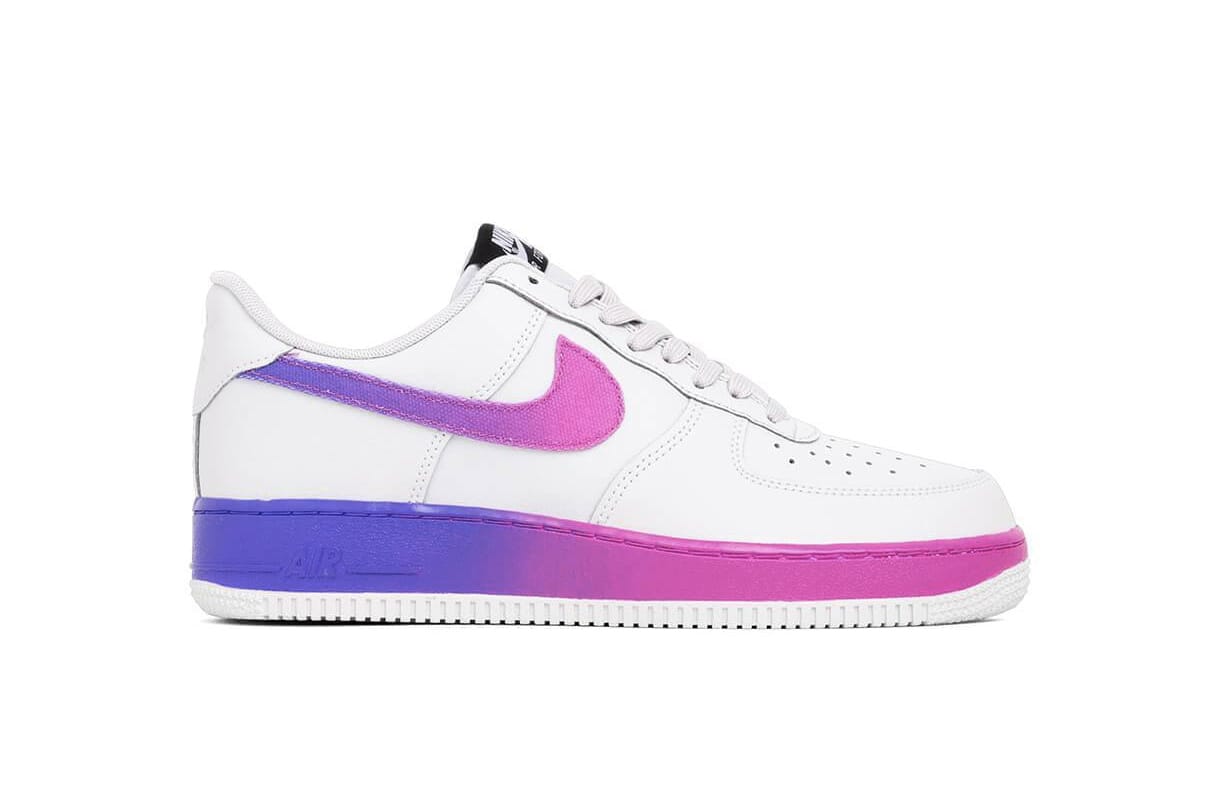 purple and yellow air force ones