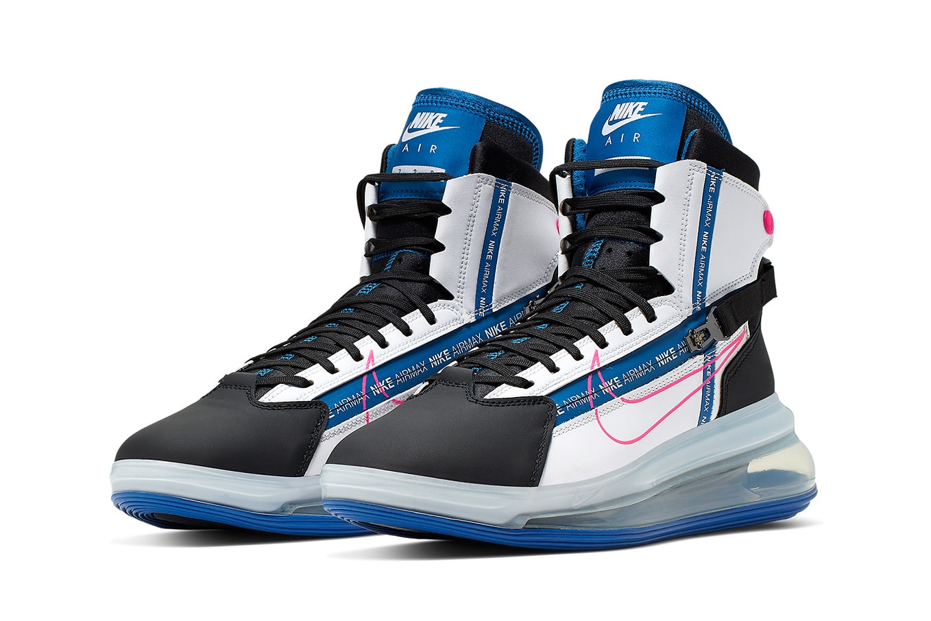 nike air max 720 saturn sneaker boot blue white neon pink