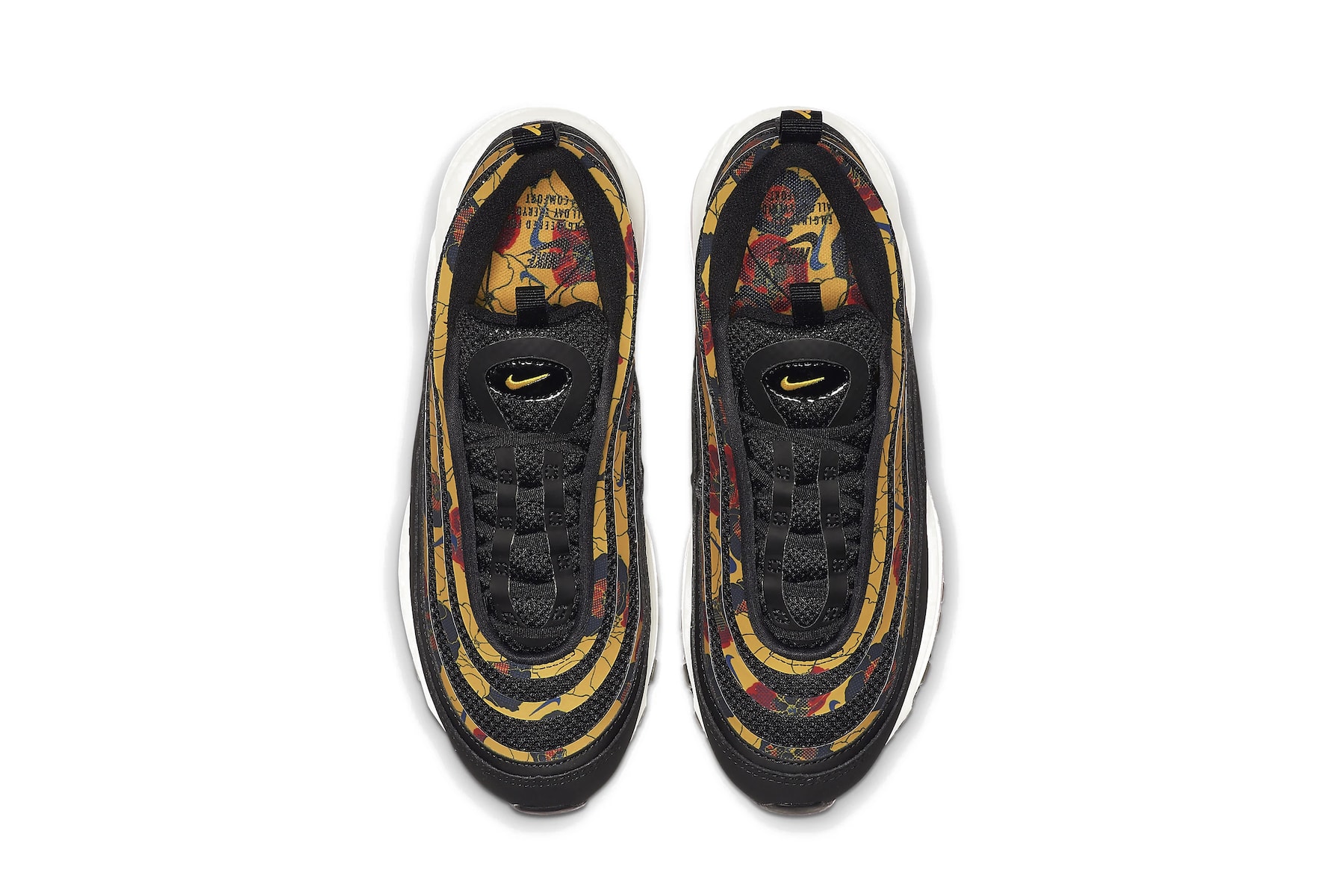 Nike Air Max 97 University Gold Floral Print White Black Summer Sneaker Shoe Release