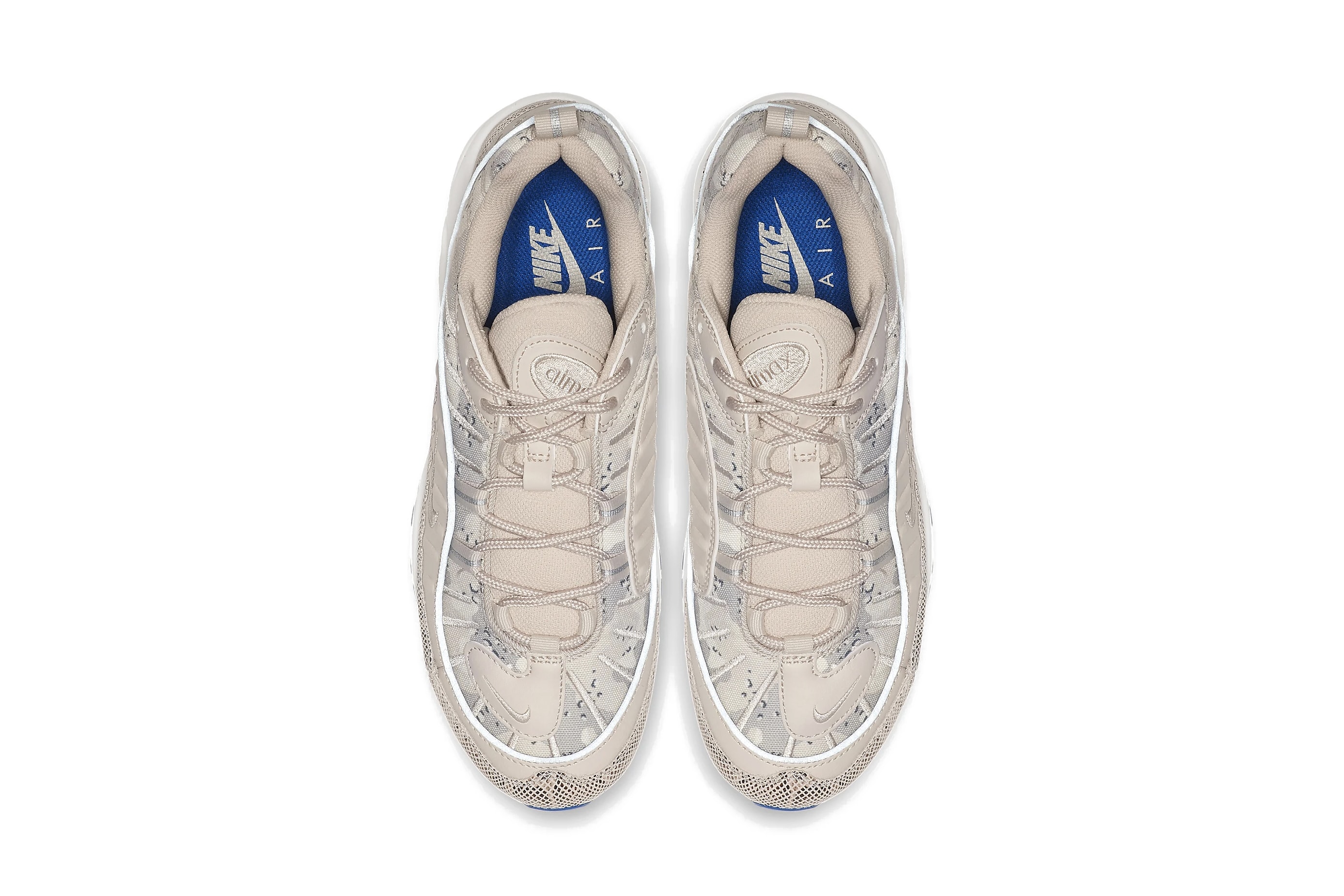 Nike Air Max 98 Premium "Camo" Sneaker Beige Blue Grey pattern texture upper shoe summer trainer