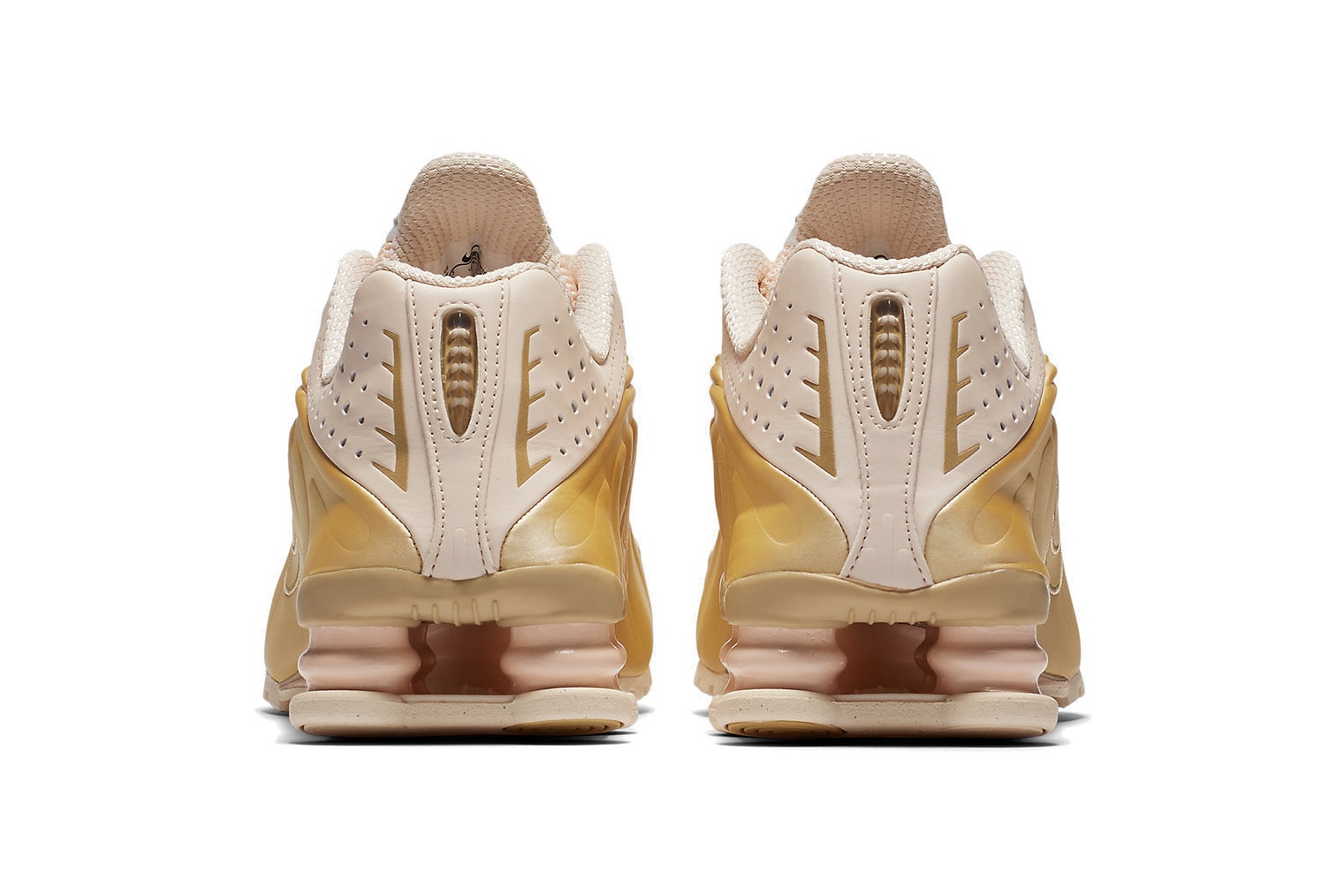 Nike Shox R4 "Guava Ice" Gold Pink Release Sneaker Retro Silhouette shoe Swoosh Metallic Summer 
