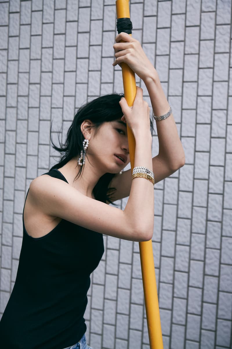 Numbering Spring Summer 2019 Lookbook Chain Bracelets Gold Silver Pearl Earrings White