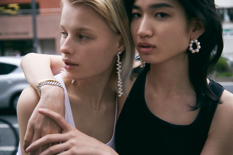 Numbering Spring Summer 2019 Lookbook Chain Bracelets Gold Silver Pearl Earrings White