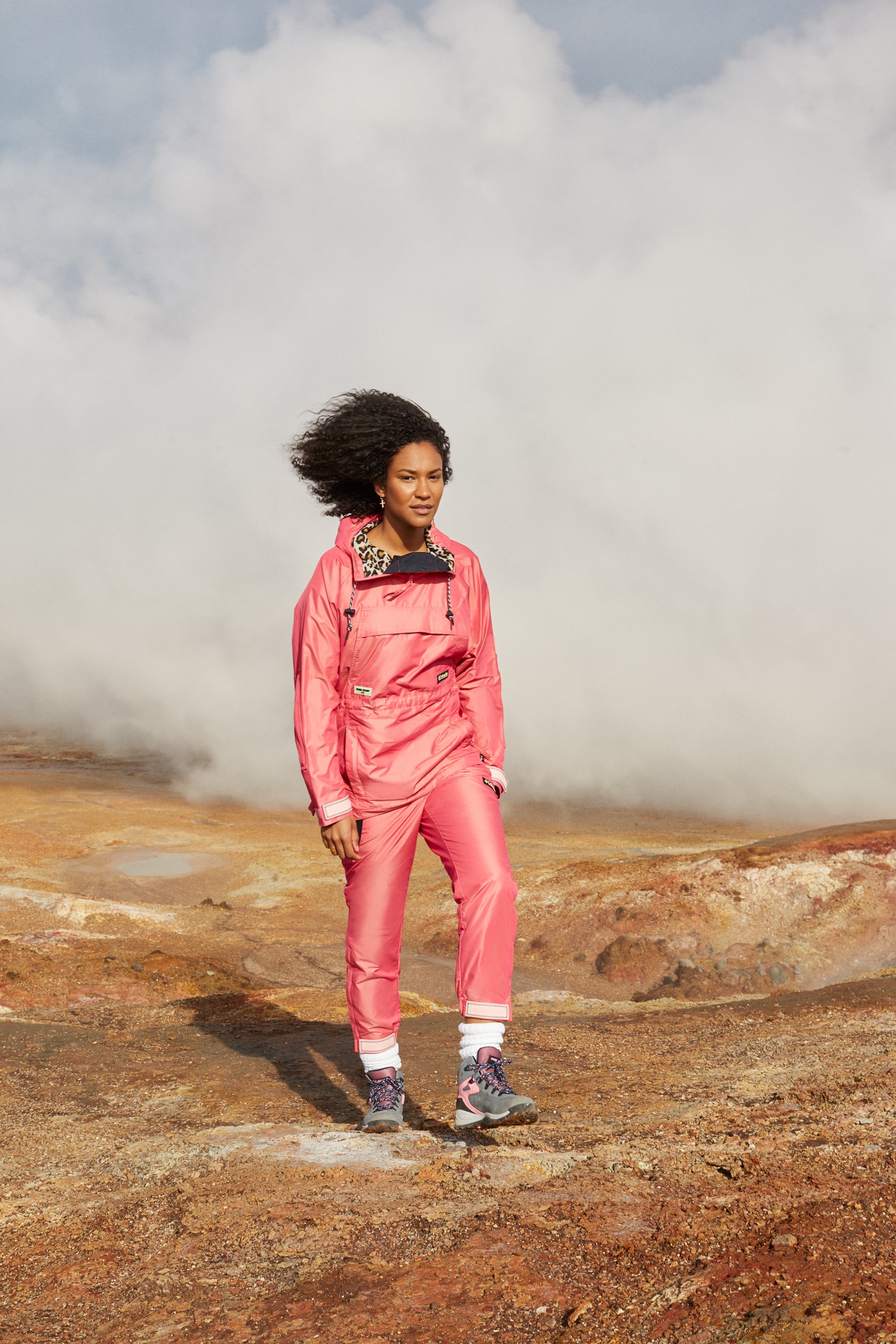 Opening Ceremony x Columbia Spring 2019 Capsule Collection Jacket Sweatpants Pink Hiking Boots Grey
