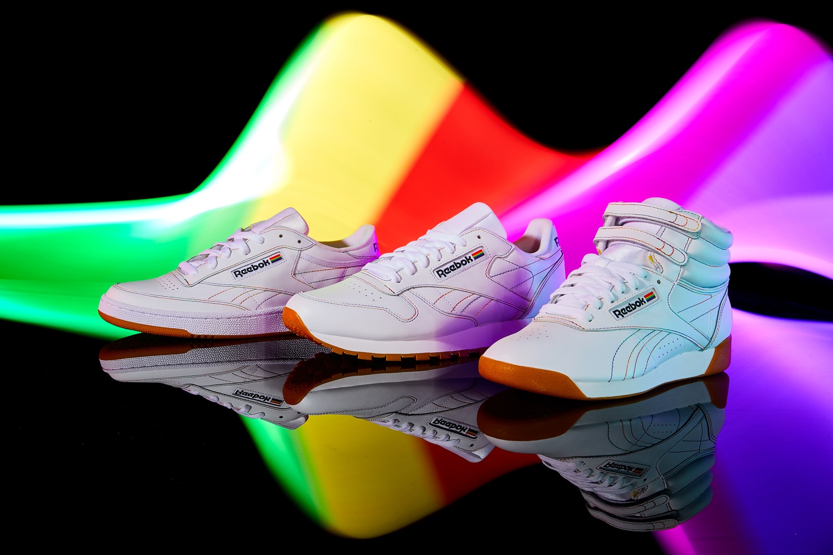 Reebok Pride Month Pack Classic Leather Club C Freestyle Hi White