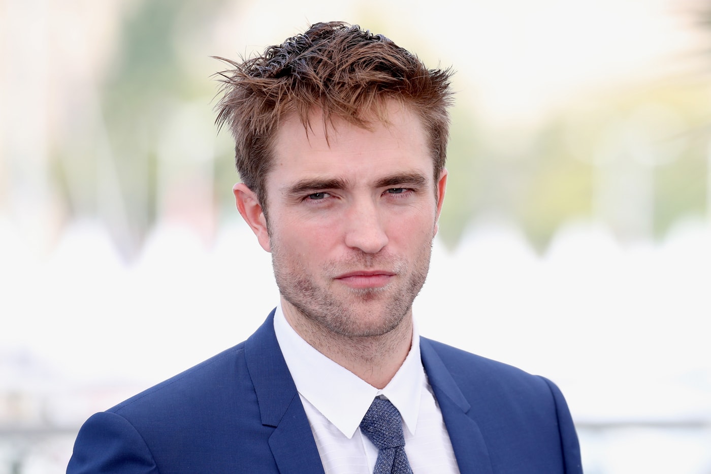 Robert Pattinson Suit Tie Blue Shirt White