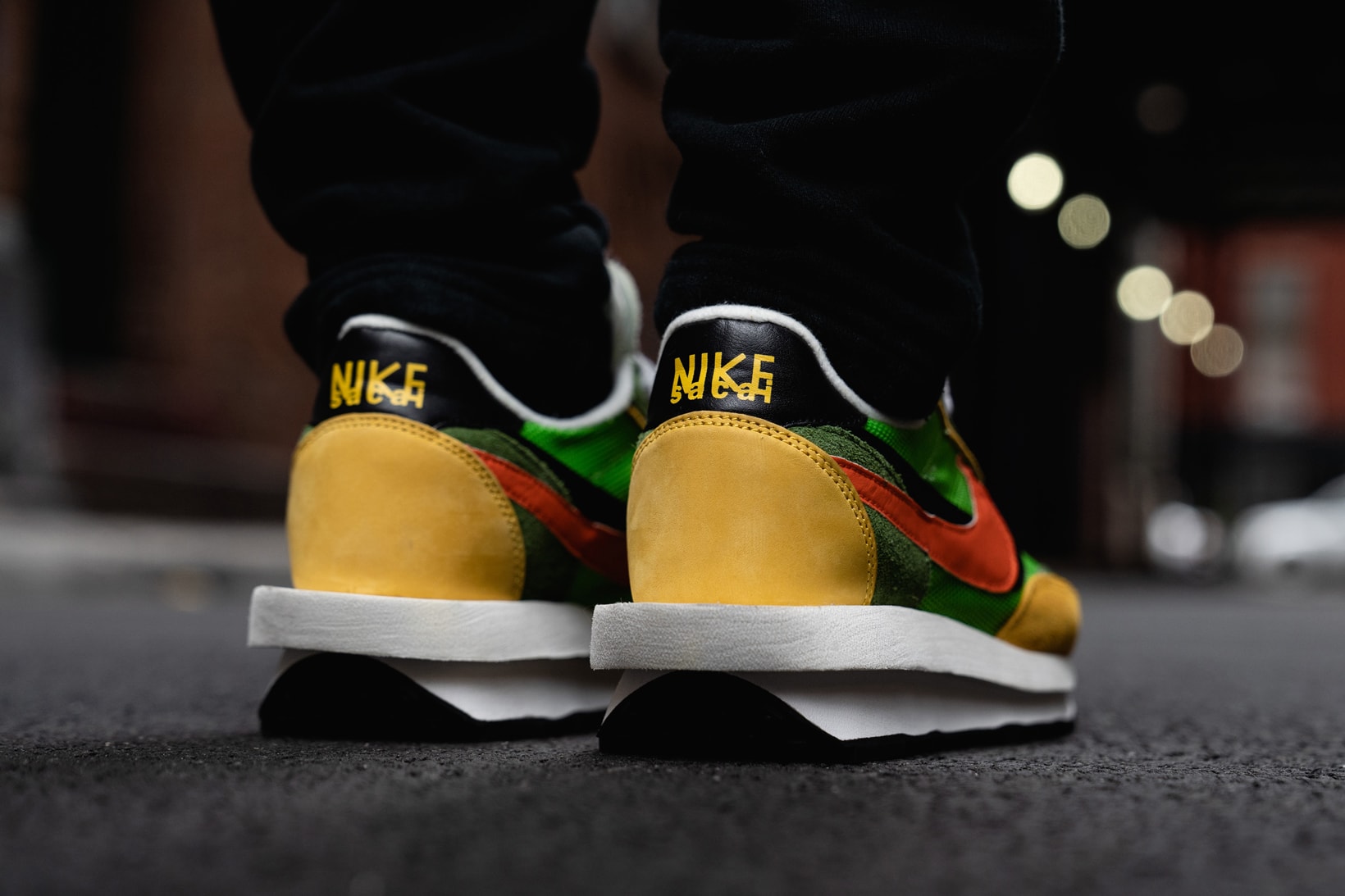 sacai x Nike LDWaffle Daybreak Collaboration Green Yellow Orange