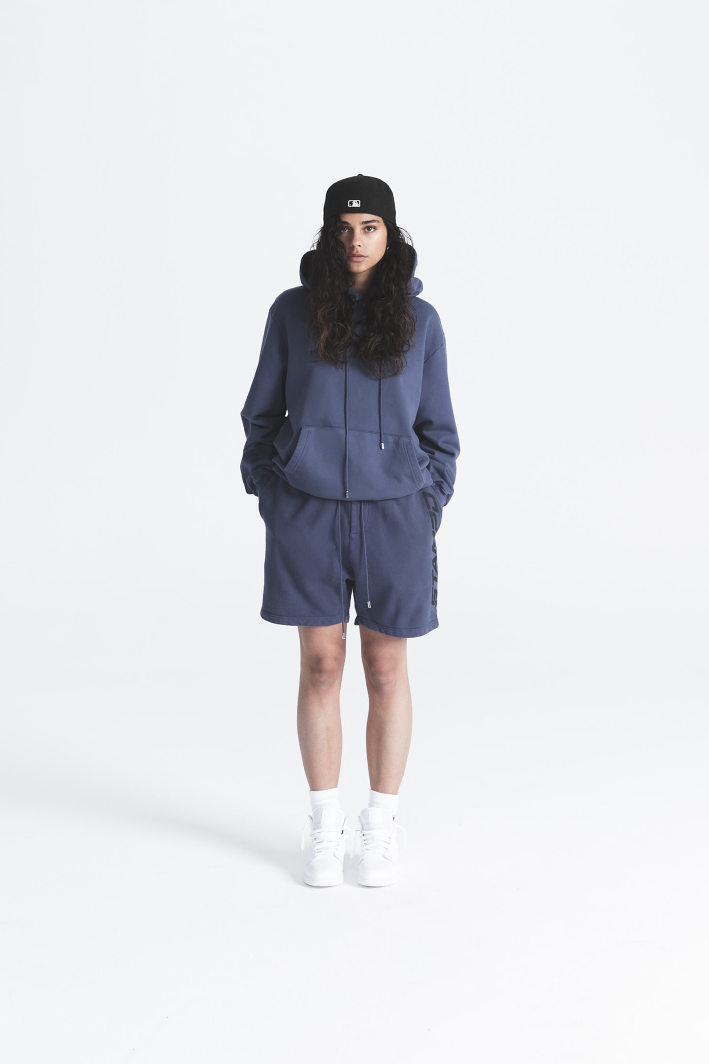 STAMPD Spring Summer 2019 Collection Logo Hoodie Shorts Blue