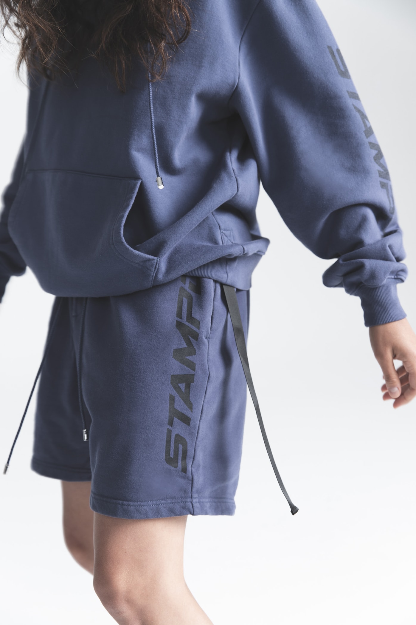 STAMPD Spring Summer 2019 Collection Logo Hoodie Shorts Blue