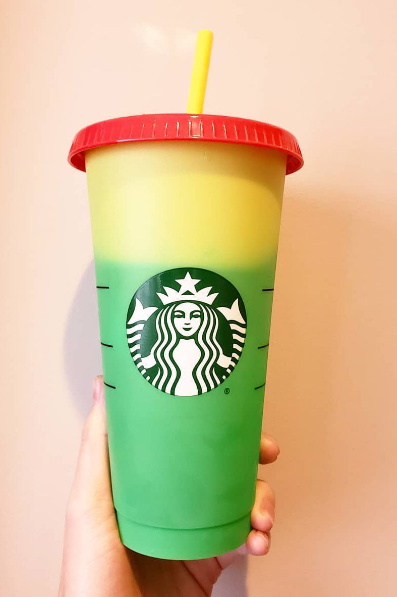 Starbucks Color Changing Reusable Mug Cup Tumbler Drink Pink Green Yellow Blue Purple