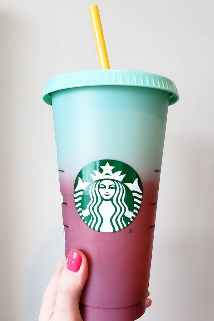 Starbucks Color Changing Reusable Mug Cup Tumbler Drink Pink Green Yellow Blue Purple