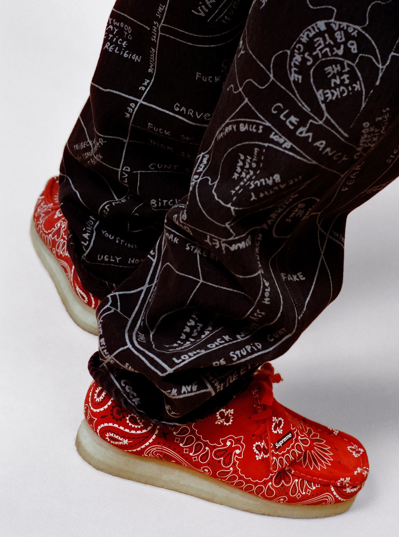 Supreme Clarks Originals 2019 Summer Wallabees Wallabee Footwear Shoes Collaboration Red Paisley Pattern