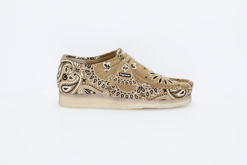 Supreme Clarks Originals 2019 Summer Wallabees Wallabee Footwear Shoes Collaboration Beige Tan Paisley Pattern