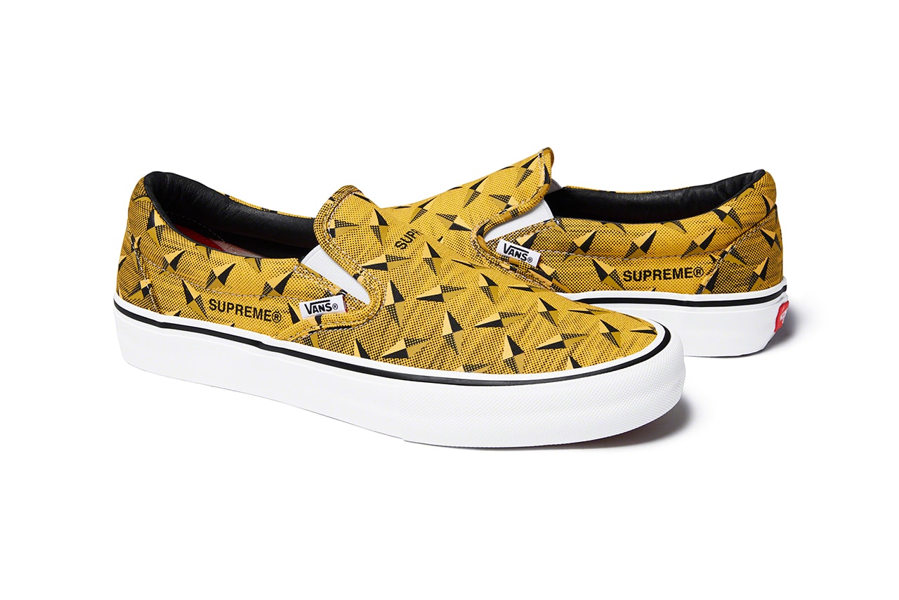 Supreme x Vans Spring Summer 2019 Diamond Sneaker Capsule Collection Slip On Pro Yellow White Black