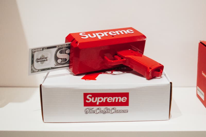 supreme accessories sothebys hong kong auction punching bag pinball machine fender guitar cash gun