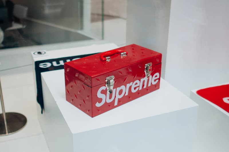 supreme accessories sothebys hong kong auction punching bag pinball machine fender guitar cash gun