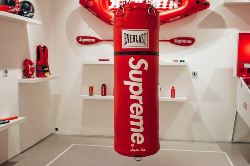 supreme accessories sothebys hong kong auction punching bag pinball machine fender guitar cash gun