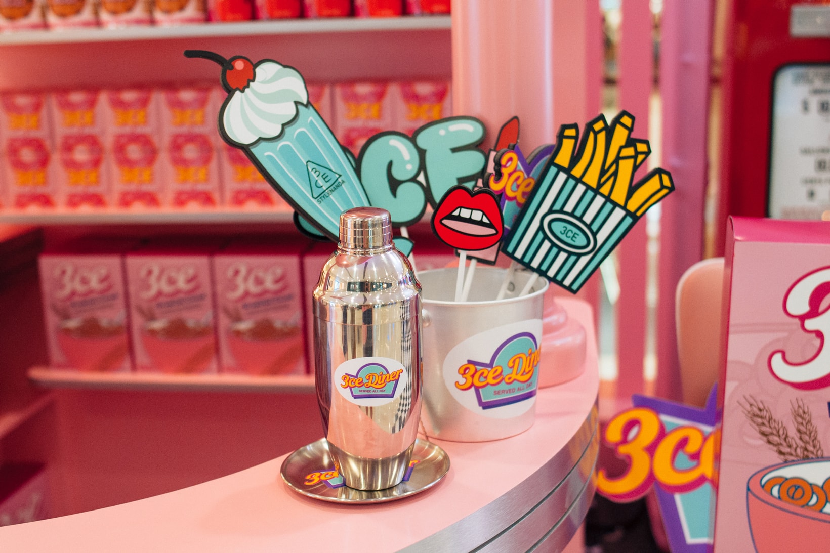 3CE Diner Pop Up Hong Kong Beauty Makeup Cereal Samples