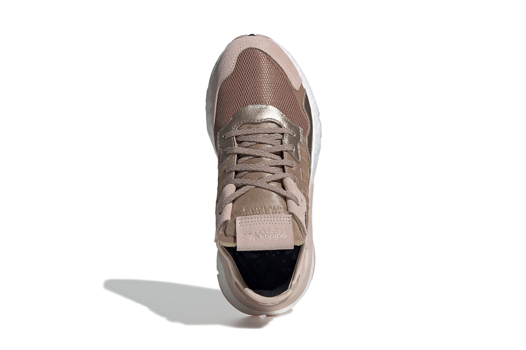 adidas Nite Jogger Metallic Rose Gold Pink Shoe Sneaker Trainer Footwear Runner Boost Shin