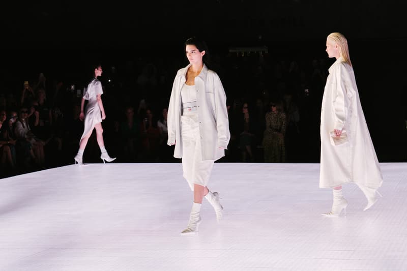 Alexander Wang Spring Summer 2020 Runway Show Rockefeller Center New York American Flag America Designer Kendall Jenner Jacket Model White Dress