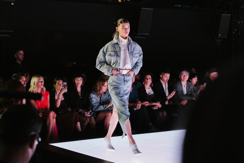 Alexander Wang Spring Summer 2020 Runway Show Rockefeller Center New York American Flag America Designer Model Denim Jacket Skirt