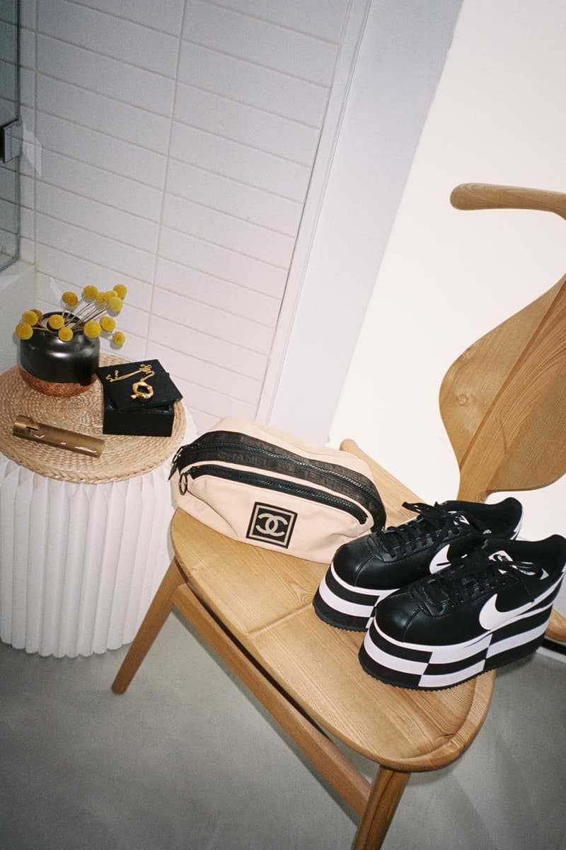 Nike Comme Des Garcons Platform Cortez Black White Checkered Chanel Sport Vintage Bag