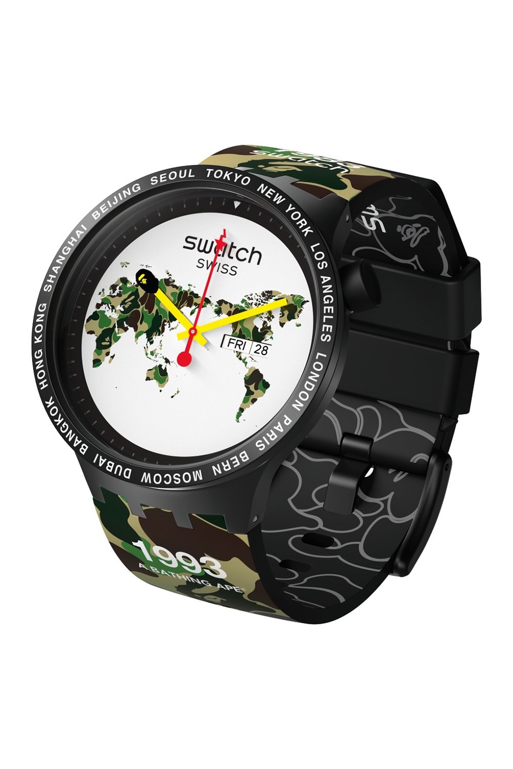 BAPE A Bathing Ape x Swatch Watch Collaboration Camouflage Green Black