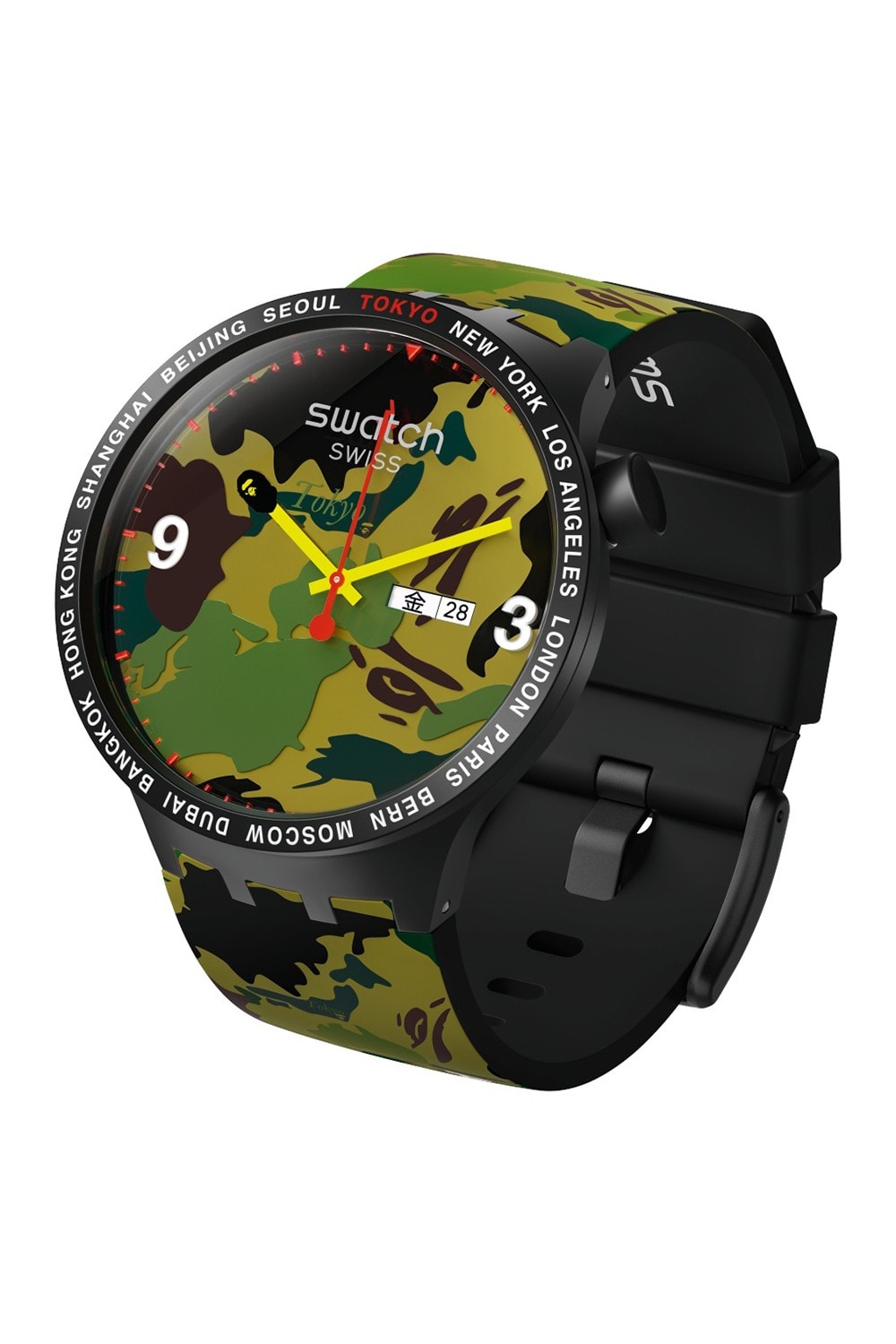 BAPE A Bathing Ape x Swatch Watch Collaboration Camouflage Green Black
