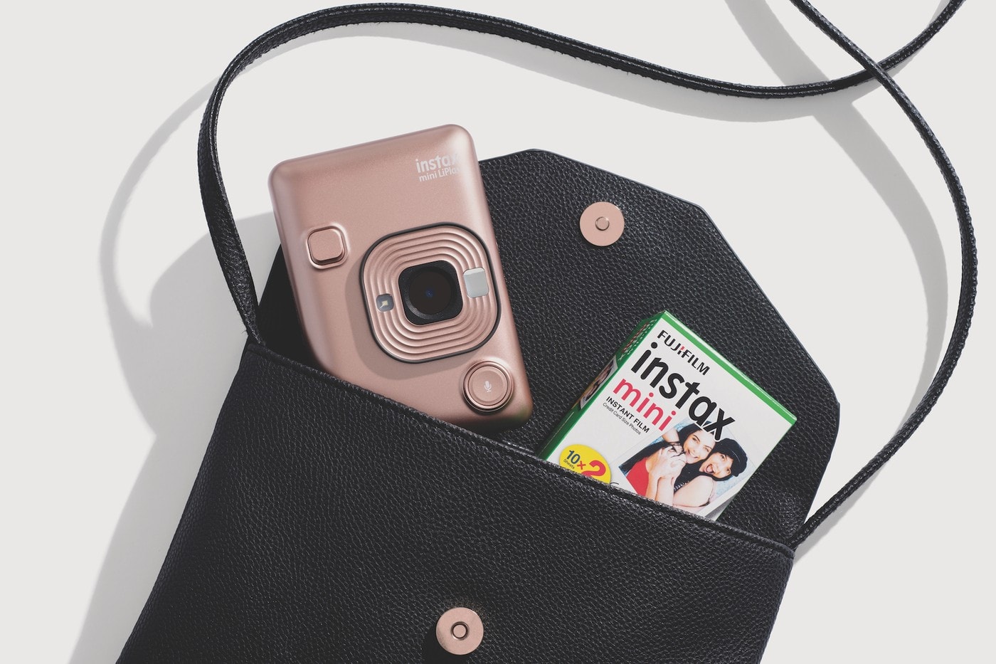 fujifilm instax mini LiPlay rose gold blush pink instant camera film
