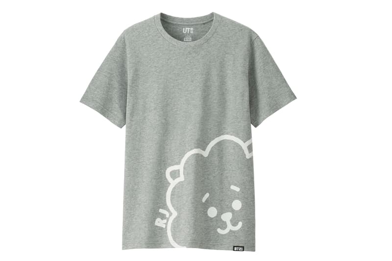 BT21 BTS Uniqlo UT Collaboration K-pop Big Hit Entertainment T-Shirt Grey Gray