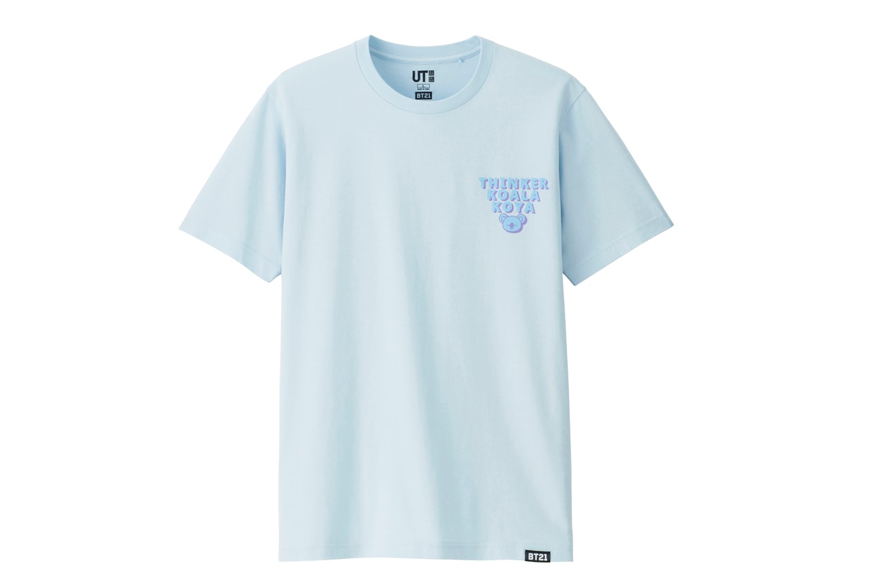 BT21 BTS Uniqlo UT Collaboration K-pop Big Hit Entertainment T-Shirt Pastel Blue