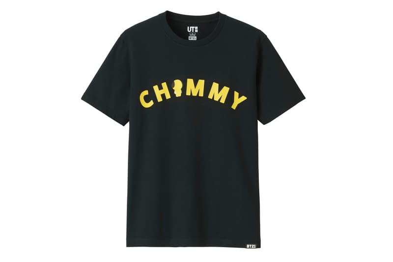 BT21 BTS Uniqlo UT Collaboration K-pop Big Hit Entertainment T-Shirt Black Yellow
