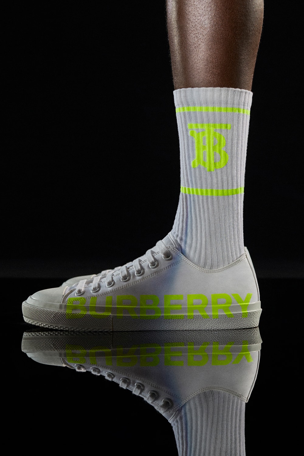 Burberry B Series Logo Print Sneakers Socks White Yellow