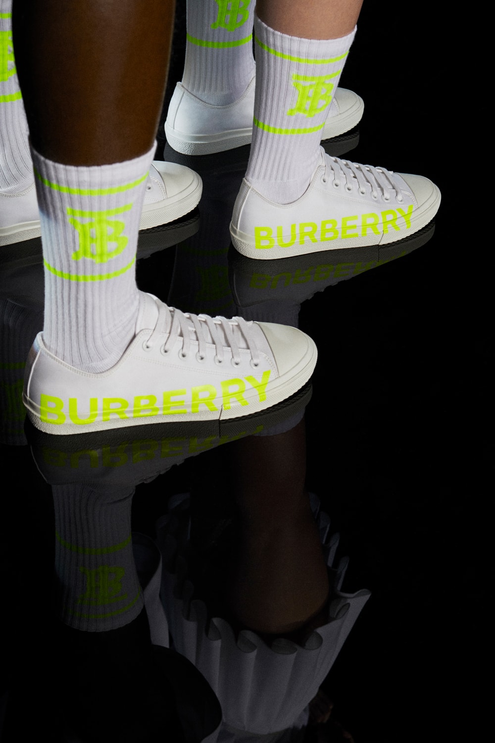 Burberry B Series Logo Print Sneakers Socks White Yellow