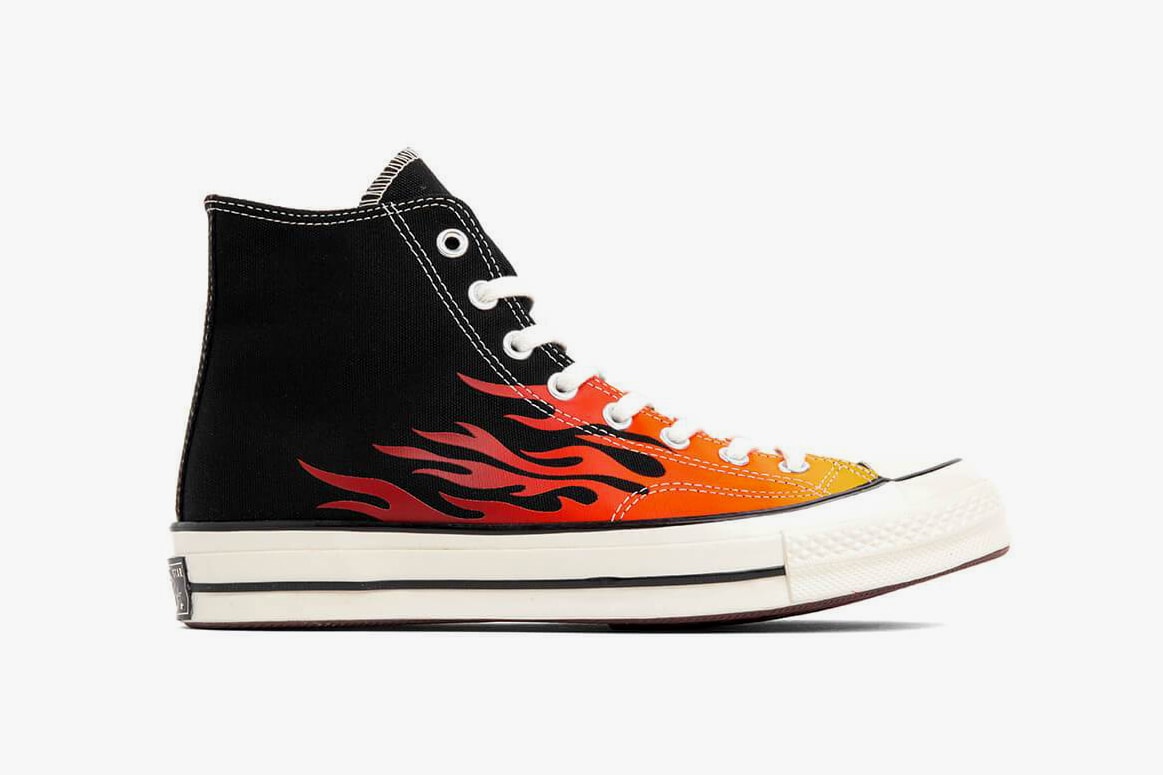 Converse Chuck 70 Archive Prints Remixed Pack Flames All Star Hi Black Enamel Red