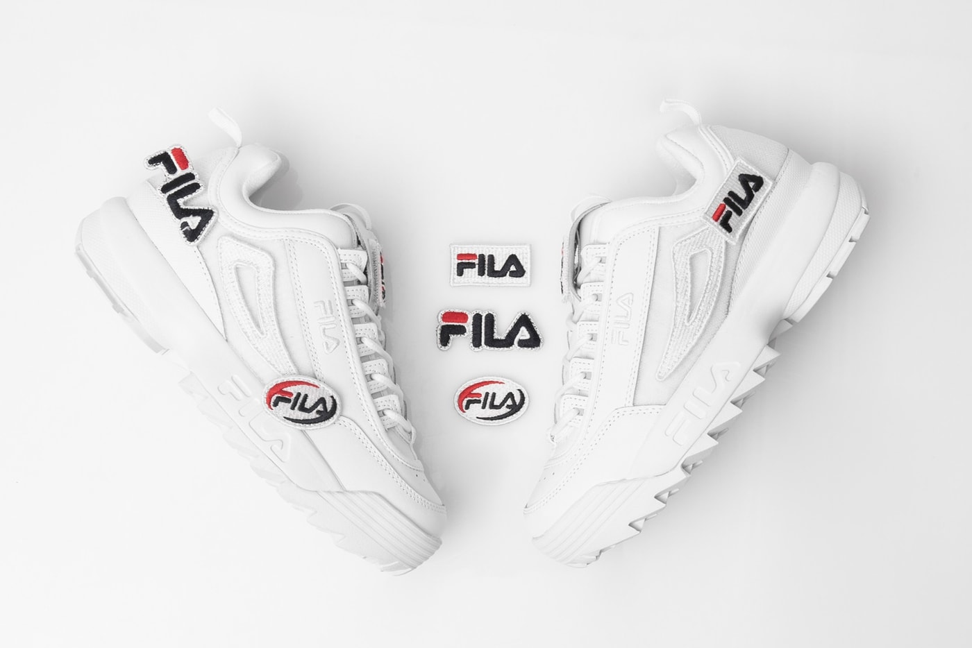 FILA Disruptor 2 Customizable Velcro Patches DIY Design Logo Sneaker Shoe White Release Where To Buy Summer Sneaker 