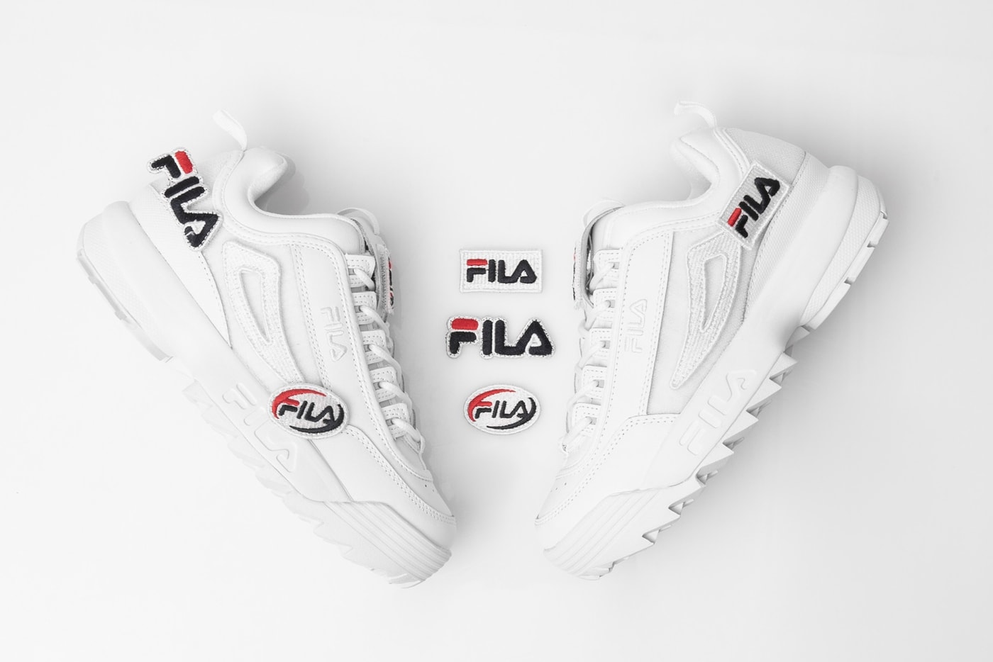 FILA Disruptor 2 Customizable Velcro Patches DIY Design Logo Sneaker Shoe White Release Where To Buy Summer Sneaker