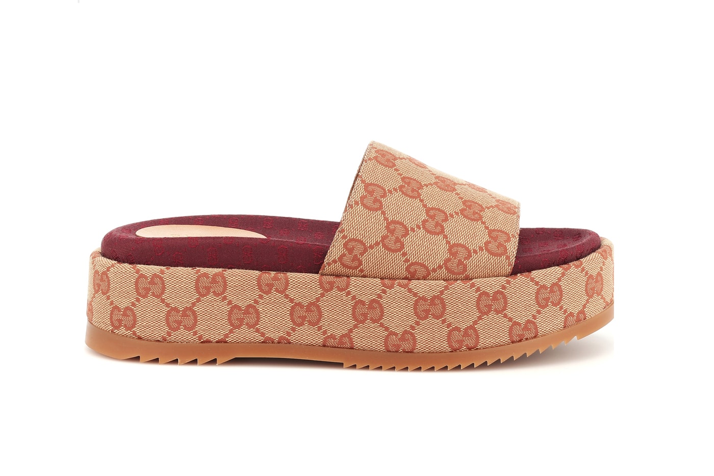 Gucci Original GG Platform Sandals Beige Ruggine Brown