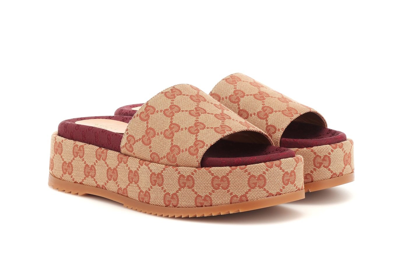 Gucci Original GG Platform Sandals Beige Ruggine Brown